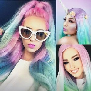 ✨26” RAINBOW UNICORN BODY WAVY LACE FRONT …NEW